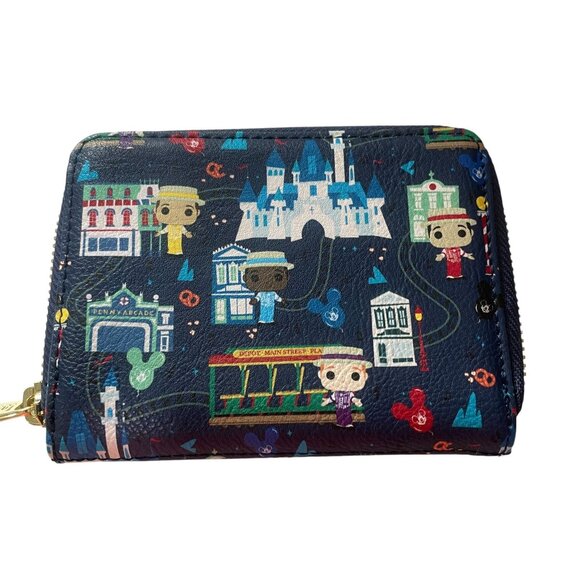 Disney Parks Loungefly Pop Wallet Zip Around Main Street Kawaii Cartoon NWOT - Picture 3 of 7